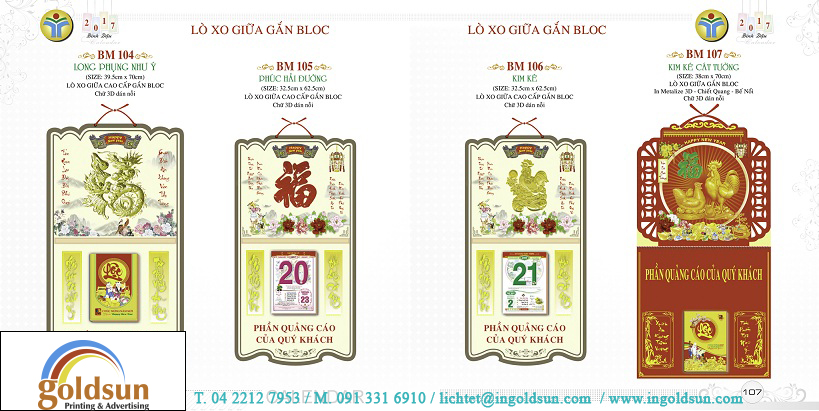 lịch lò xo giữa gắn bloc